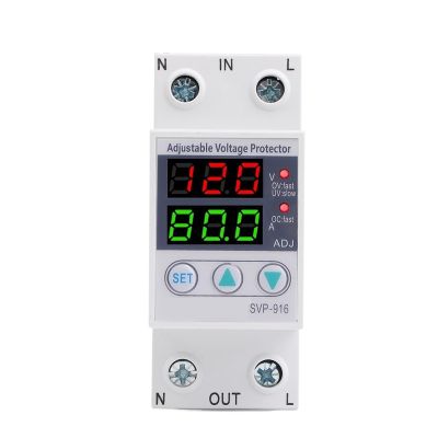 RWRAPS Single Phase 110V 120V 50/60Hz 40A 63A 80A Adjustable Voltage Relay Automatic Recover Surge Protector with Current Protection (Size : 40A)