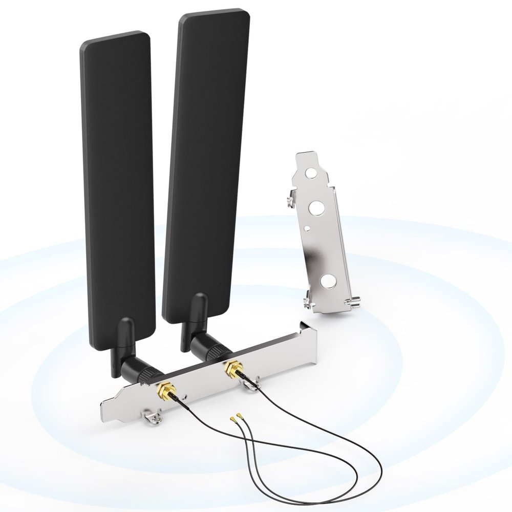 Bingfu Tri-Band WiFi 2.4GHz 5GHz 6E Wifi6 Antenna & 8inch Cable with Slot Bracket for M.2 NGFF Intel Wireless Network Card WiFi Adapter