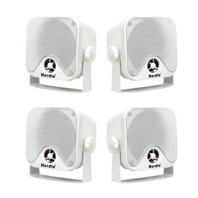 Herdio 4 Inches Heavy Duty Waterproof Boat Marine Box Outdoor Speakers Surface Mounted for Skid Steer ATV UTV RZR RV Golf Cart Tractor Powersports Boat Truck Jeep(4 White Speakers)