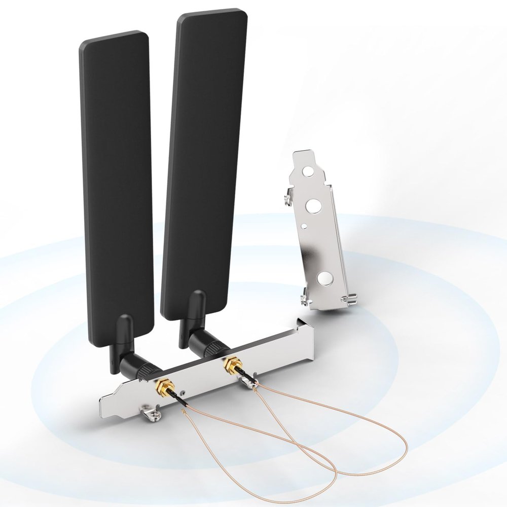 Bingfu Tri-Band WiFi 2.4GHz 5GHz 6E Wifi6 Antenna & 8inch Cable with Slot Bracket for WiFi Router Wireless Mini PCI Express PCIE Network Card Adapter