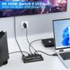 8K HDMI Switcher 5 in 1 Out, HDMI Splitter with IR Remote Switcher Selector Box Support 8K@60Hz 4K@120Hz, HDMI 2.1 Switch Compatible with PS 5/4/3 Xbox Switch Roku TV Fire Stick view 3