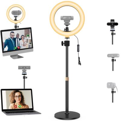 C920x Magnetic Webcam Light with Stand,10 Inch Ring Light with Adjustable Desktop Holder Compatible with Logitech C920s StreamCam C922x C930e C925e C615 Brio 501 301 101 Brio 4K C270 C310 webcams