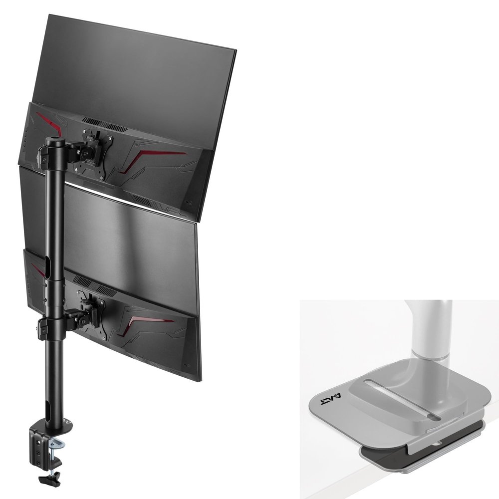 AVLT Dual Stacked Monitor Arm and Reinforcement Plate