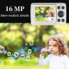 Mini Digital Camera, 720P HD Compact Portable Camcorder with 2.4 inches LCD Screen 16MP 30FPS Support 32GB Memory Card for Children, Teenagers and Beginners (Gold) view 3