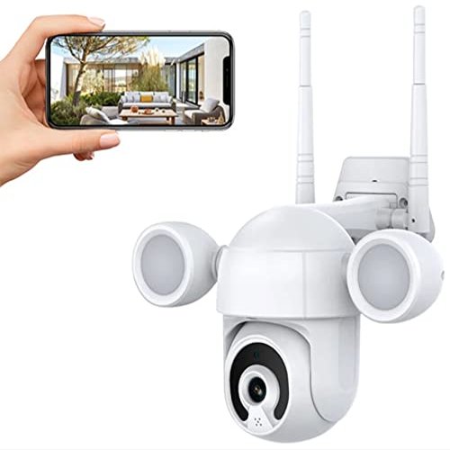5MP Outdoor Security Camera, Floodlight Camera, Motion-Activated Lights and Camera, Auto Night Vision, Outdoor Floodlight Lighting, IP66 Waterproof, Compatible with Alexa & google home ( Size : Camera