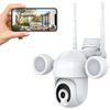 5MP Outdoor Security Camera, Floodlight Camera, Motion-Activated Lights and Camera, Auto Night Vision, Outdoor Floodlight Lighting, IP66 Waterproof, Compatible with Alexa & google home ( Size : Camera view 1