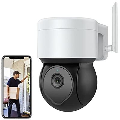 5MP PTZ WiFi Camera Outdoor with Floodlights, AI Human Detection Alarm, Two-Way Audio, Color Night Vision, Auto Tracking, Smart light, Mini Size, IP66 Waterproof, Compatible with Alexa & google home (