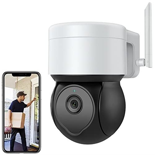 5MP PTZ WiFi Camera Outdoor with Floodlights, AI Human Detection Alarm, Two-Way Audio, Color Night Vision, Auto Tracking, Smart light, Mini Size, IP66 Waterproof, Compatible with Alexa & google home (