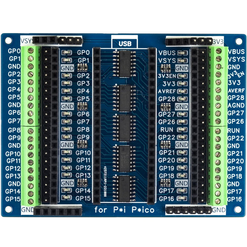 risingsaplings for Pi Pico LED Breakout Board 2.54mm Female Pin Header and Terminal for Raspberry Pi Pico/Pico H/Pico W (Mini, Blue)