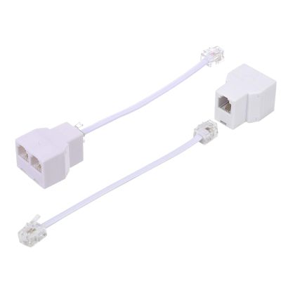 HAWAKA RJ11 Phone Splitter Modular Cable Phone Adapter,Telephone Cable Adapter,Telephone Adaptor Splitter Extension Cable RJ11 6P4C Male-2 Female Socket Telephone Extension Cable, Fax Machine