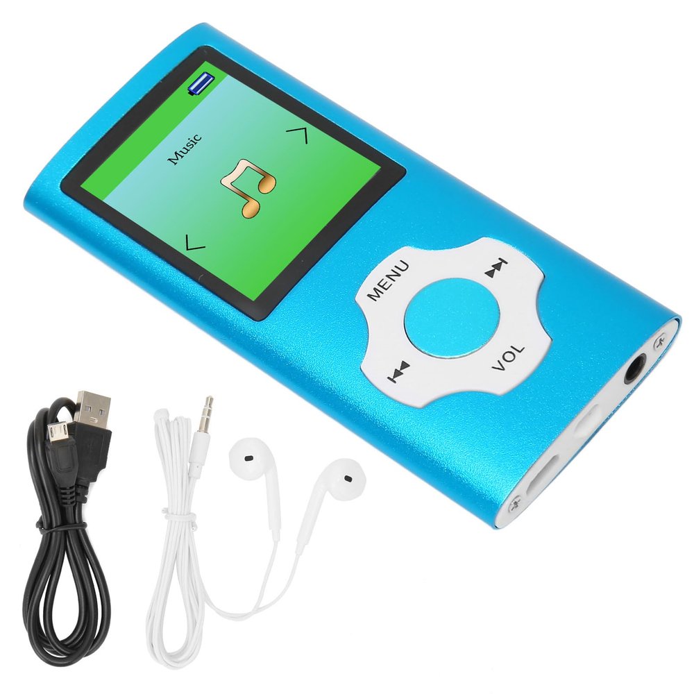 MP3 Music Player 1.8inch LCD Screen 64GB Noise Reduction Mini Portable Music Player Support Recording FM Radio for Students Kids Adults Sky Blue