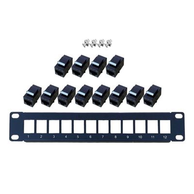 12 Port CAT5e RJ45 Straight Through Distribution Frame with trapezoidal mounting Bracket