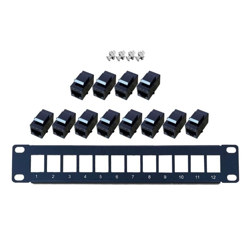 12 Port CAT5e RJ45 Straight Through Distribution Frame with trapezoidal mounting Bracket