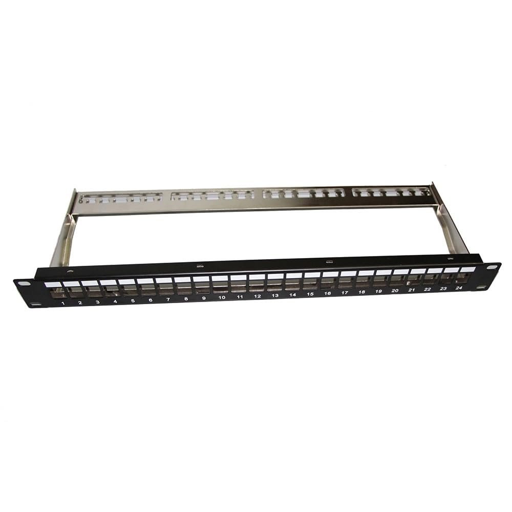24 Port FTP Blank Network Patch Panel Rack Mounted 19 Inch Empty 1U with Tray for Cat 5e Cat 6 Keystone Jack Modular