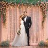 10x10ft Peach Tulle Backdrop Curtain with Lights String for Parites, Sheer Photo Backdrop Curtains for Wedding Baby Shower Birthday Party Photo Shoot Background Decorations view 3