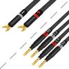 WORLDS BEST CABLES 6 Foot Ultimate - 9 AWG - Ultra-Pure OFC - Premium Audiophile HiFi Bi-Wire Speaker Cable for Center Channel - Eminence Gold Spade (x2) & Banana (x4) Plugs & Carbon Tweed Jacket view 4