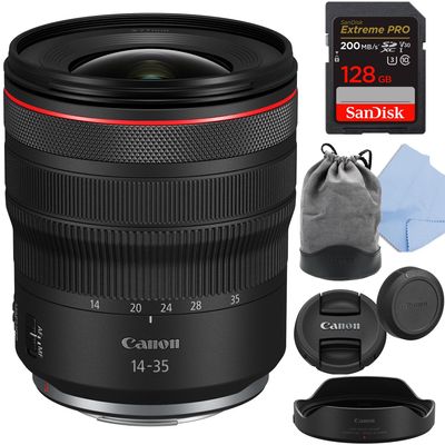 Canon RF 14-35mm f/4 L is USM Wide-Angle Zoom Lens for mirrorless Camera and 128 Extreme Memory Card (Renewed)
