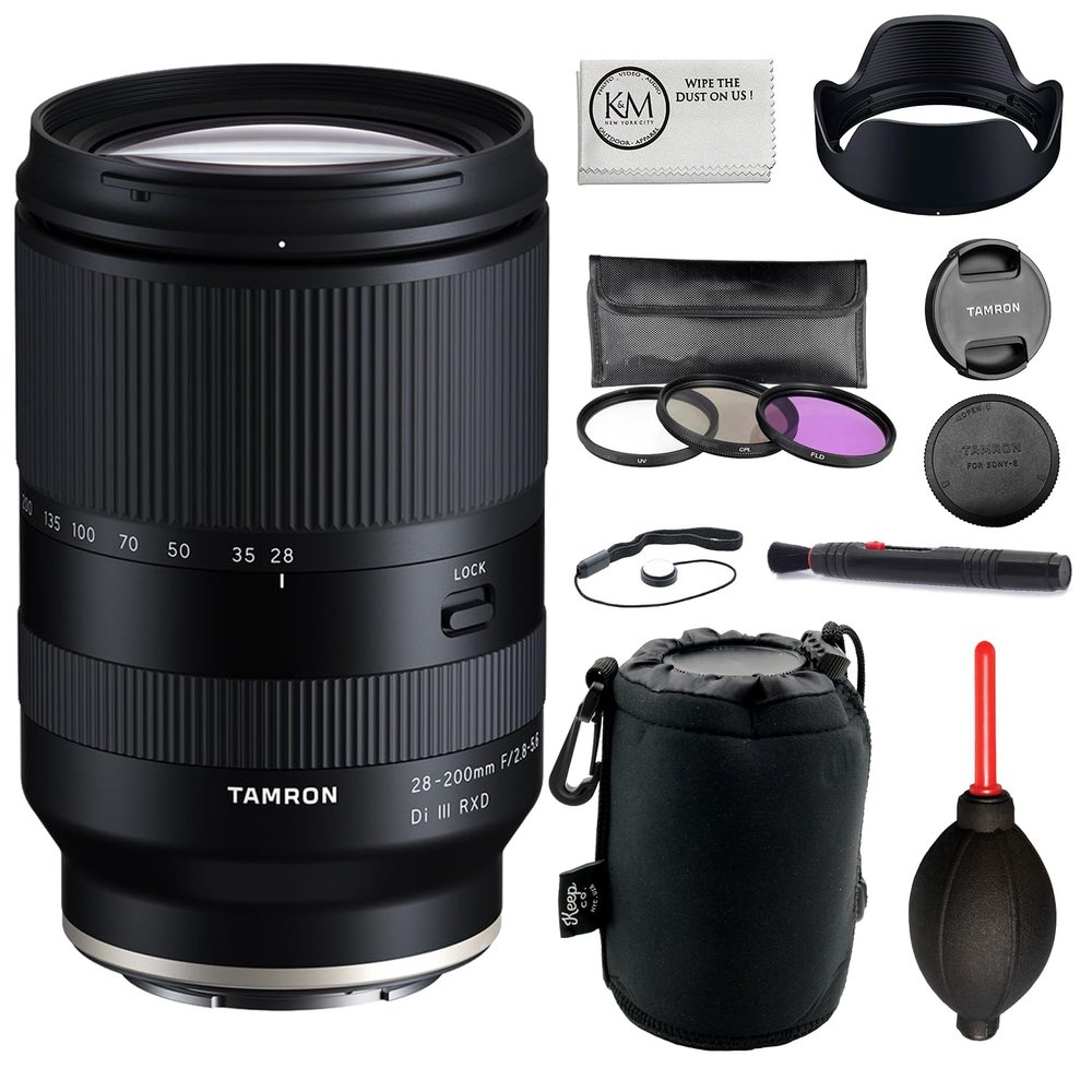 Tamron 28-200mm f/2.8-5.6 Di III RXD for Sony E Bundle with 3-Piece Filter Set + Accessories (5 Items)