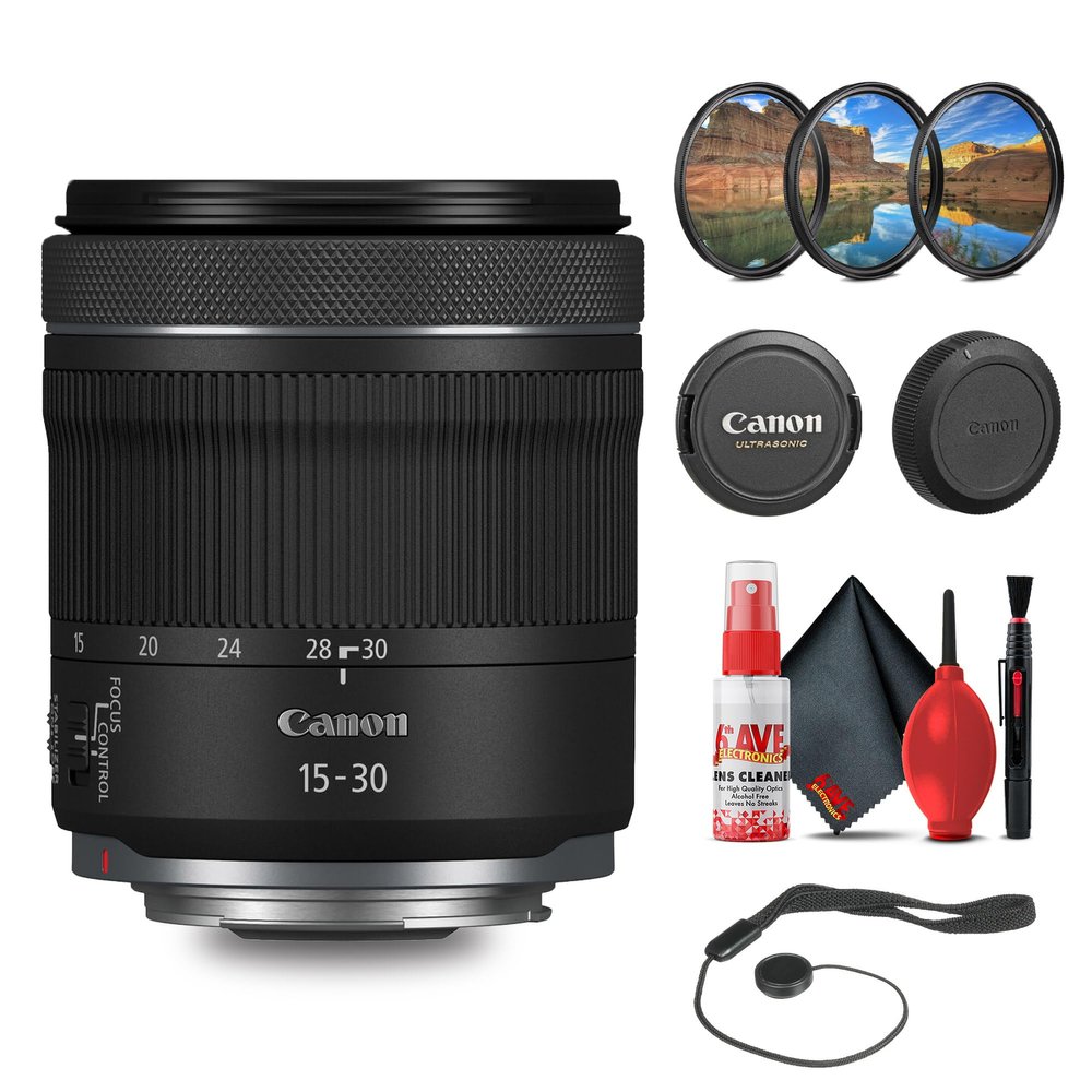 Canon RF 15-30mm f/4.5-6.3 is STM Lens with Filter kit + Cleaning Kit + Cap Keeper (Renewed)