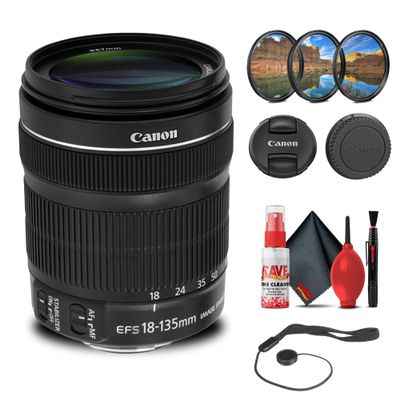 Canon EF-S 18-135mm f/3.5-5.6 is STM Lens with Filter kit + Cleaning Kit + Cap Keeper (Renewed)