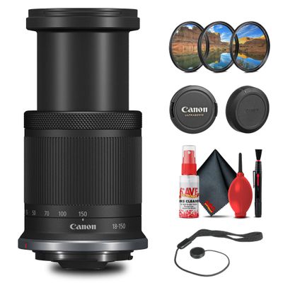 Canon RF-S 18-150mm f/3.5-6.3 is STM Lens with Filter kit + Cleaning Kit + Cap Keeper (Renewed)