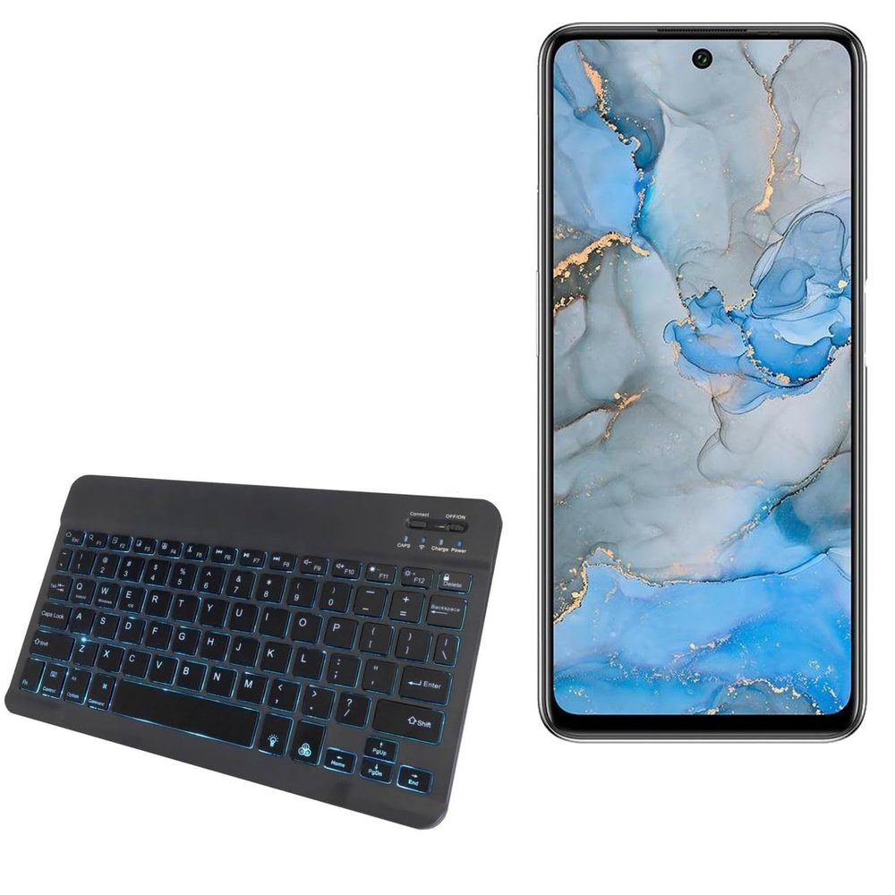 BoxWave Keyboard Compatible with General Mobile GM 22 Pro - SlimKeys Bluetooth Keyboard - with Backlight, Portable Slim LED 7 Colors - Jet Black