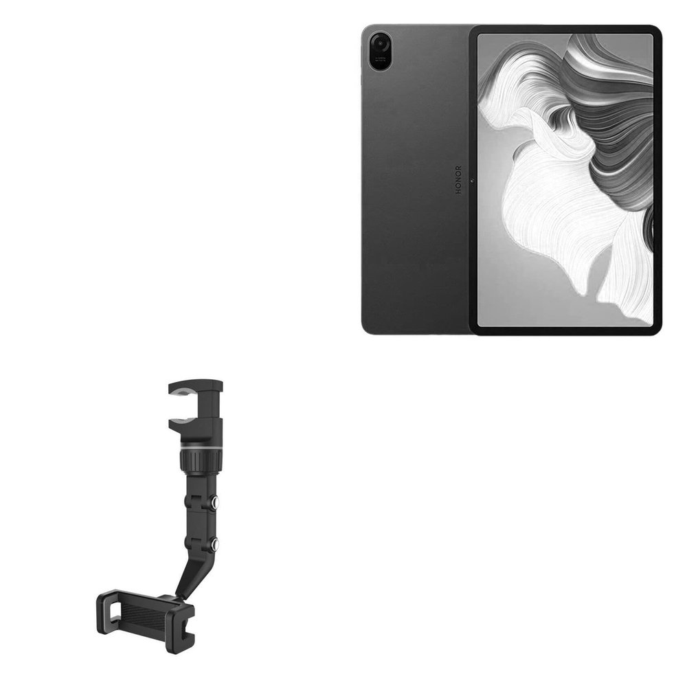 BoxWave Car Mount Compatible with Honor Pad 8 - Rearview Mirror Car Mount, Rear View Mirror Adjustable GPS Car Mount - Jet Black