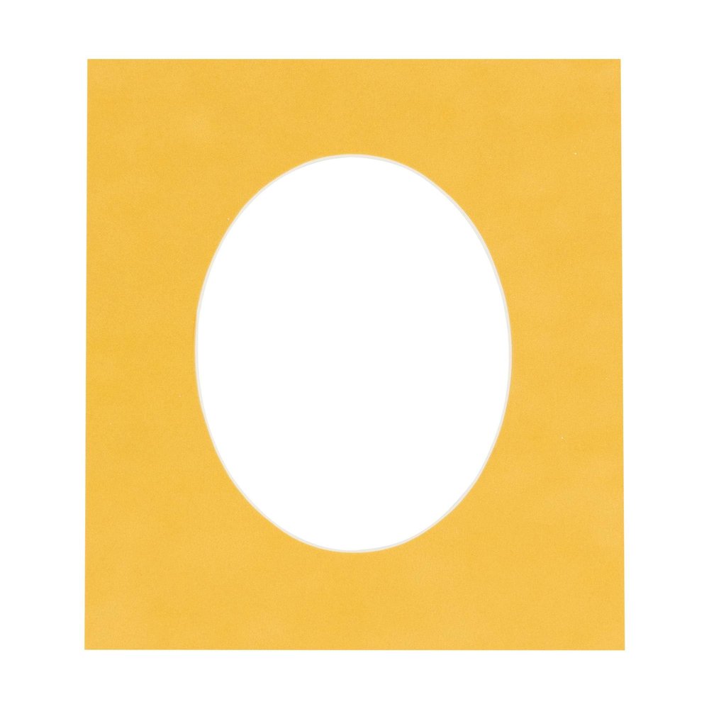 16x20 Mat Bevel Cut for 12x16 Photos - Precut Bright Yellow Oval Shaped Photo Mat Board Opening - Acid Free Matte to Protect Your Pictures - Bevel Cut for Family Photos, Pack of 1 Matboard Show Kit