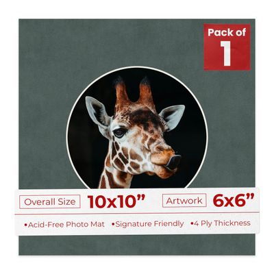 Poster Palooza 10x10 Photo Mat Board for 6x6 Photos Precut Circle Shape Opening Acid Free Bevel Cut Picture Frame Mat, Steel Blue, Mat Board for Framing Photos & Artwork, 1-Pack Matboard Show Kit
