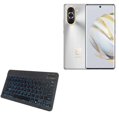 BoxWave Keyboard Compatible with Huawei nova 10 - SlimKeys Bluetooth Keyboard - with Backlight, Portable Slim LED 7 Colors - Jet Black