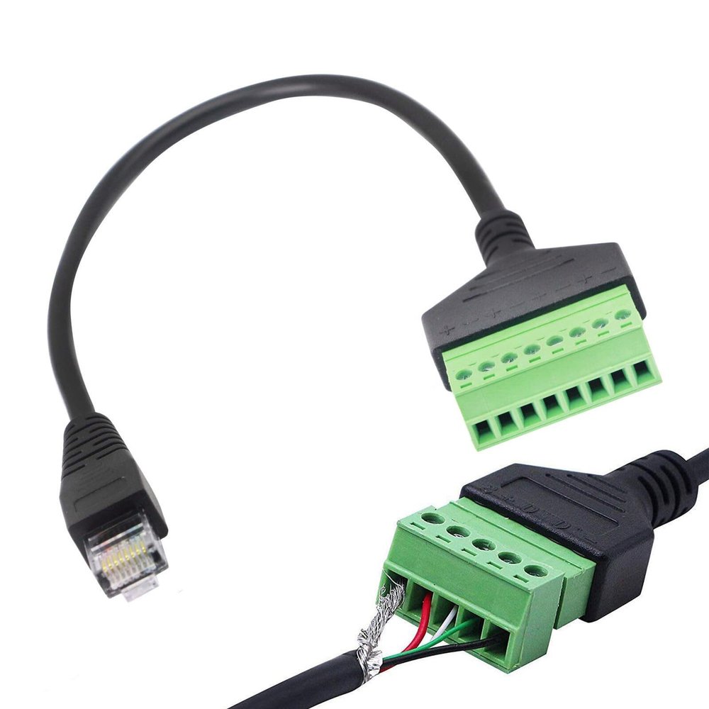 RJ45 Ethernet Male to 8 Pin AV Screw Terminal Solderless Adapter Network Cable