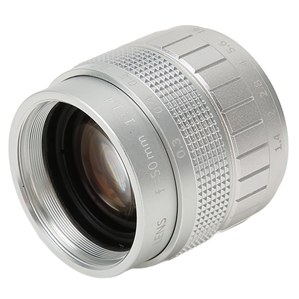 50mm F1.4 Manual Focus Prime Lens HD 2/3 Inch FA Lens Manual Focus Camera Lens for Industrial Video Microscope Camera Micro Four Thirds M43, Landscape, Portrait