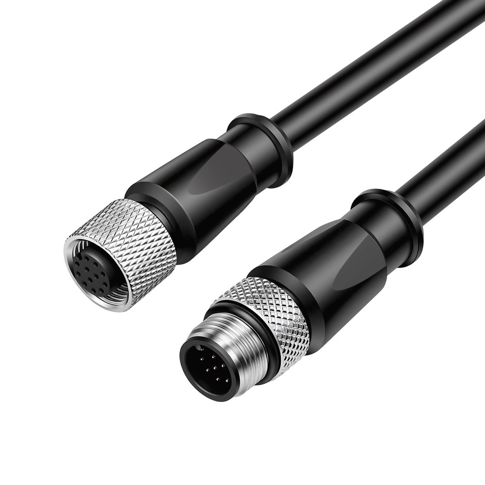 ZBLZGP M12 ACode 12Pin Male to Female Extension Cable, Shielded High Flexible IP67 Waterproof 5M(16.4FT), RS232 I/O Signal Cable for Cognex Vision and DJI Livox LiDAR Systems