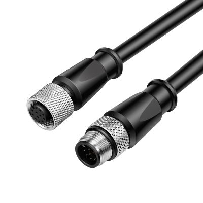 M12 A-Coded 12-Pin Male to Female Extension Cable, Shielded, High Flexible, IP67 Waterproof, 3m (9.8ft) for Cognex in-Sight 7000/2000, DataMan 260/300, Checker 200, Machine Vision Sensor Actuator