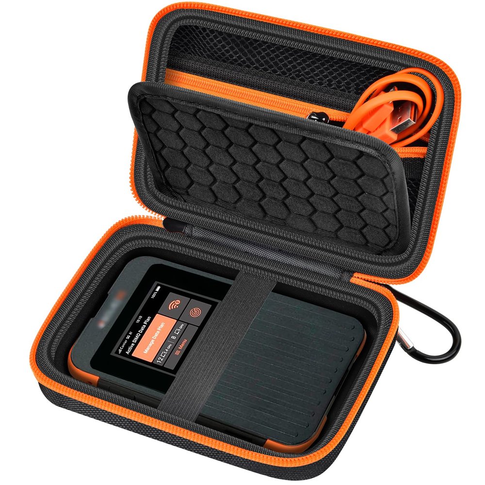 Hard Case Compatible with SIMO Solis 5G/ for Pro 5G WiFi Mobile Hotspot, Travel Router for Hotel WiFi Storage Holder Bag with Mesh Pocket for Charger USB Cable & Accessories (Box Only) - Black