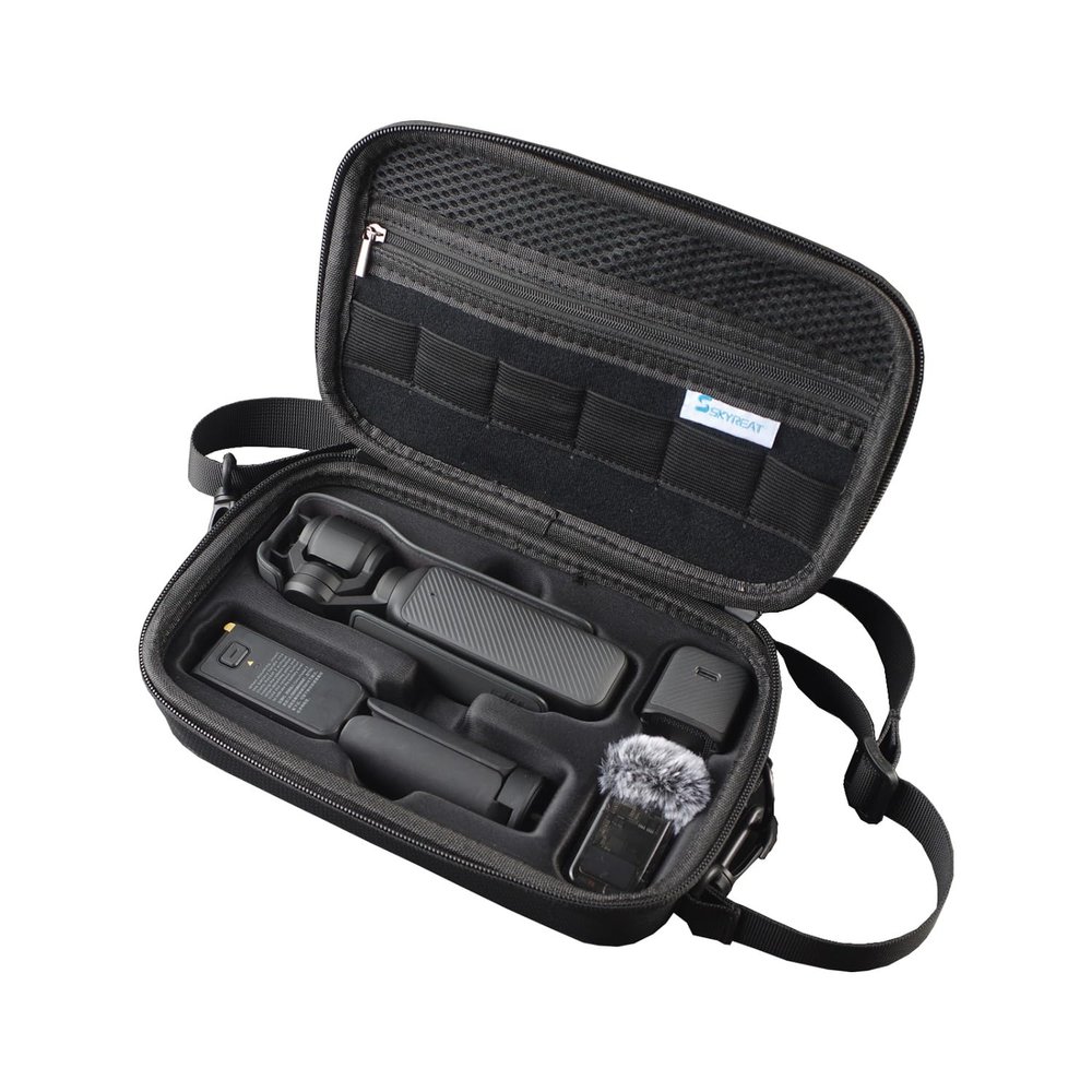 Skyreat Osmo Pocket 3 Case, Portable PU Storage Protective Bag for DJI Osmo Pocket 3 Creator Combo Accessories (Black)