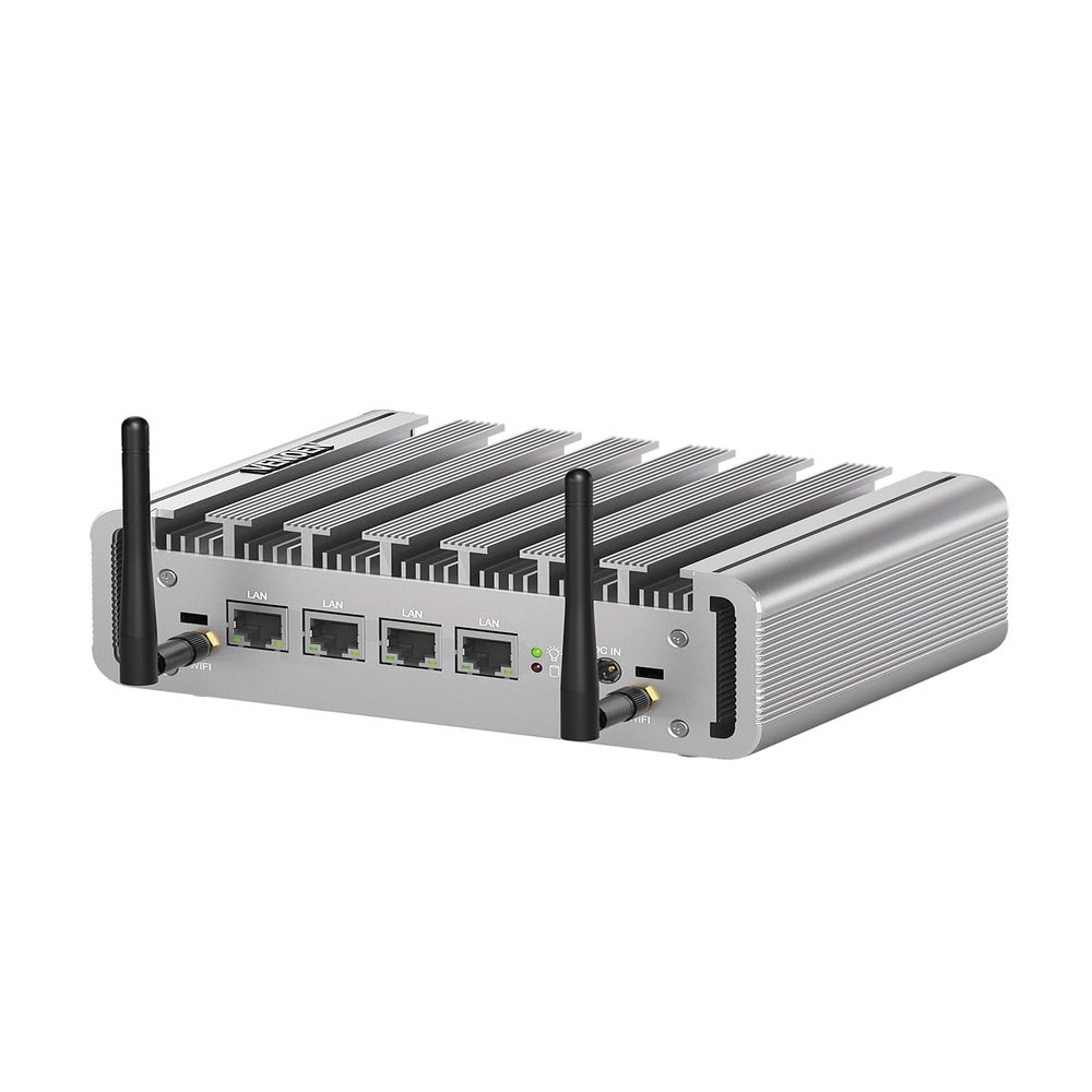 Firewall Micro Appliance, Mini PC N100, Router Server, Alder Lake-N, 2.5Gbe 4 Lan port, W 11/Firewall Software, 16GB DDR5 RAM 128GB SSD, HD, DP, Wifi, SIM Slot, RTC, Network, Home, Office, Server