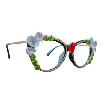 laureles Vintage Rhinestone Bling Cat Eye Reading Glasses Women Computer Blue Light Blocking Eyewear Crystal Readers (Black, 2.75 Magnification)