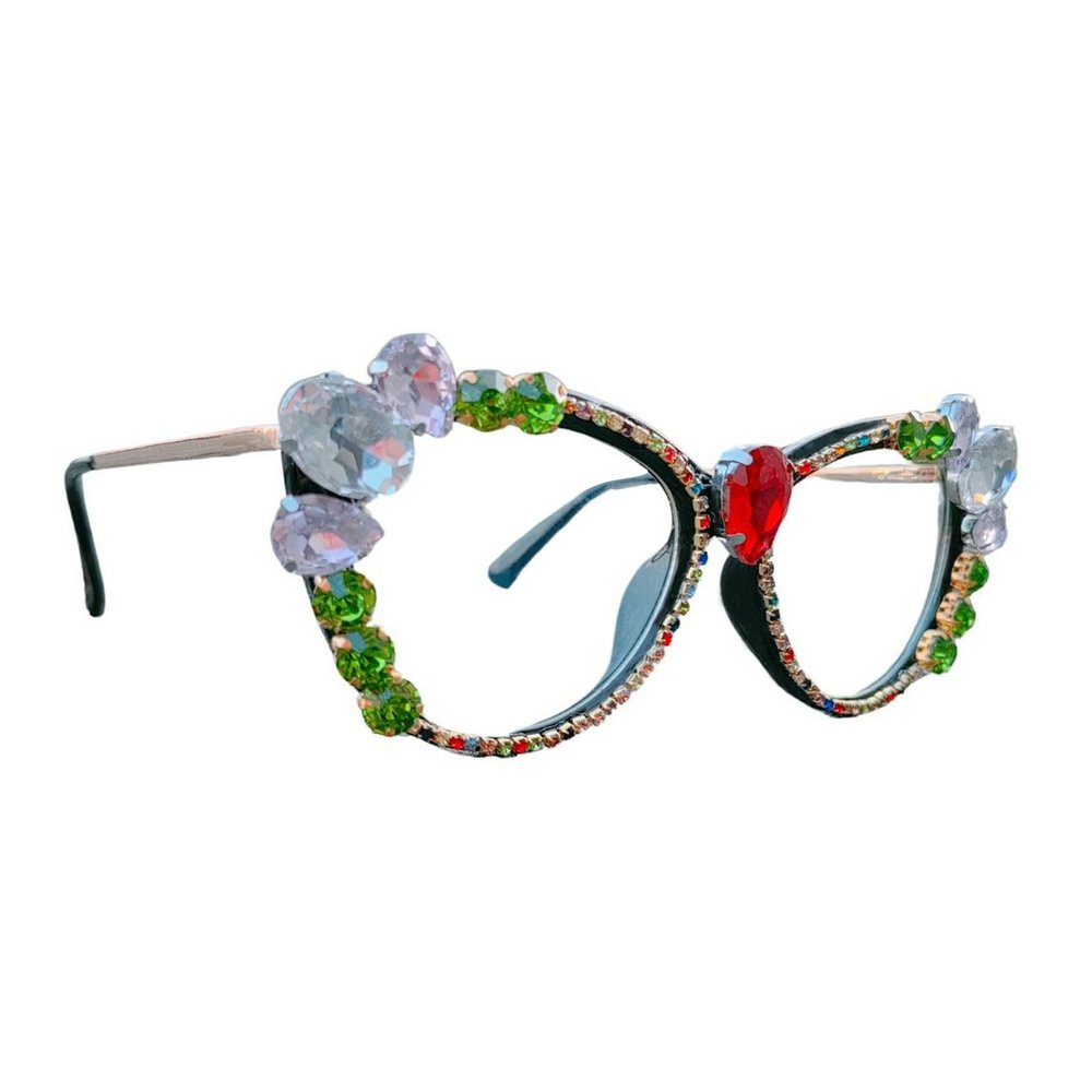 laureles Vintage Rhinestone Bling Cat Eye Reading Glasses Women Computer Blue Light Blocking Eyewear Crystal Readers (Black, 2.75 Magnification)