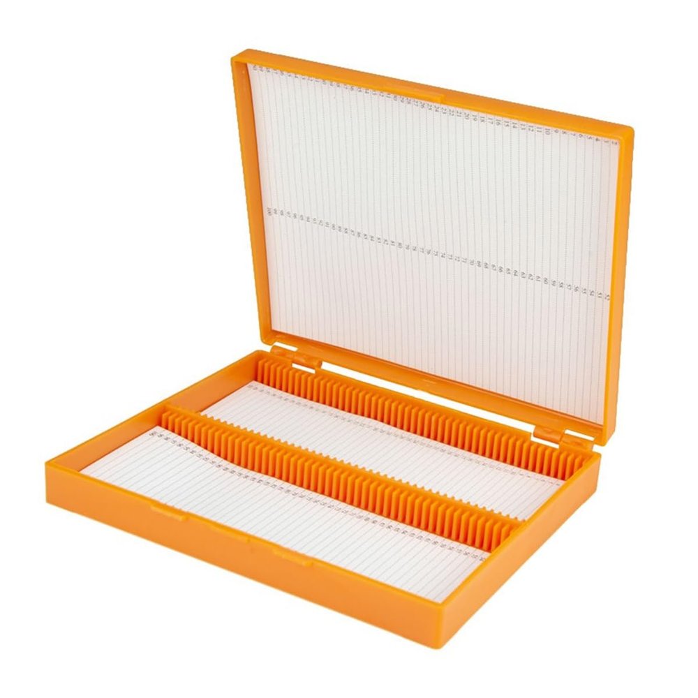 Microscope Accessories Kit 100pcs Plastic Microscope Slides Box Holder Case Microscope Slides