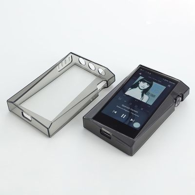 Soft TPU Protective Skin Case Cover for iRiver Astell&Kern A&Norma SR35 with Front and Back Screen Protector Tempered Glass (Clear Black)