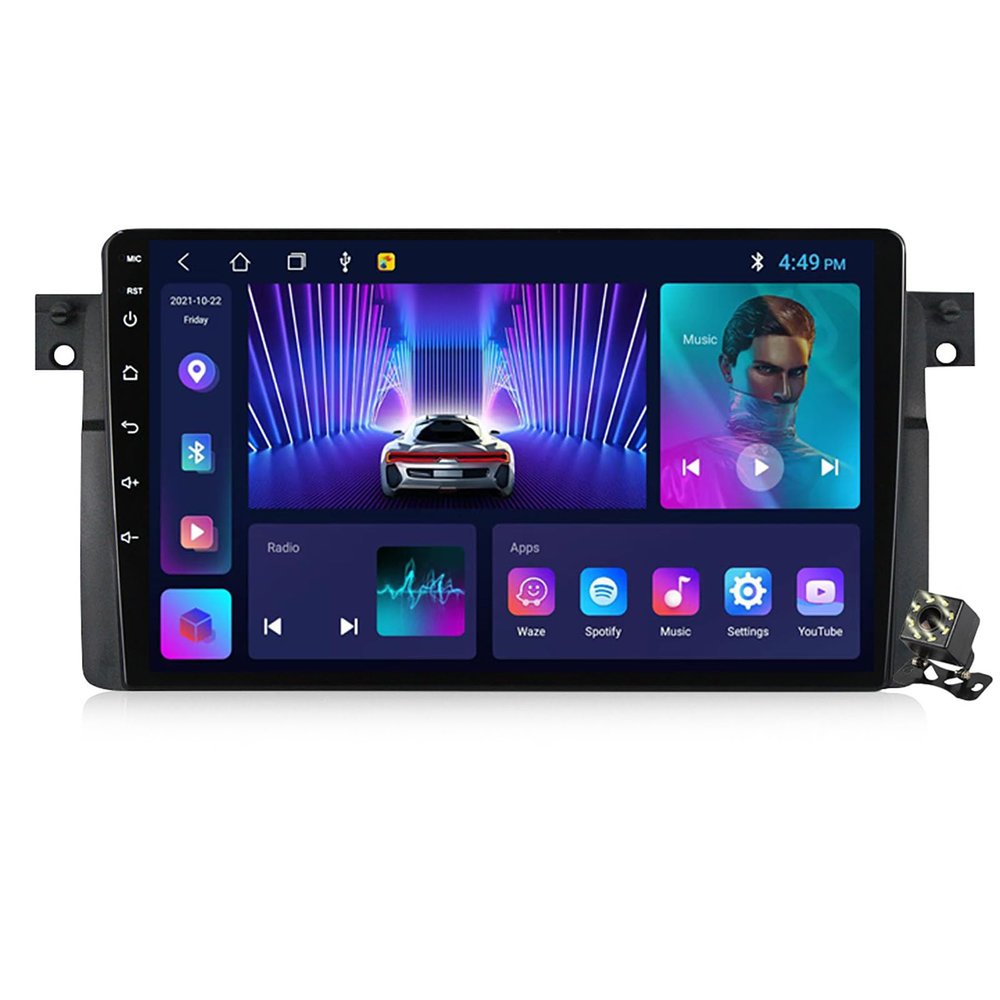 CARUENT Android 12 Car Stereo Radio for BMW 3-Series E46 1998-2006 Multimedia Video Player GPS Navigation Support Bluetooth Carplay Android Auto WiFi 4G FM SWC+Backup Camera,Ts722/2+32g