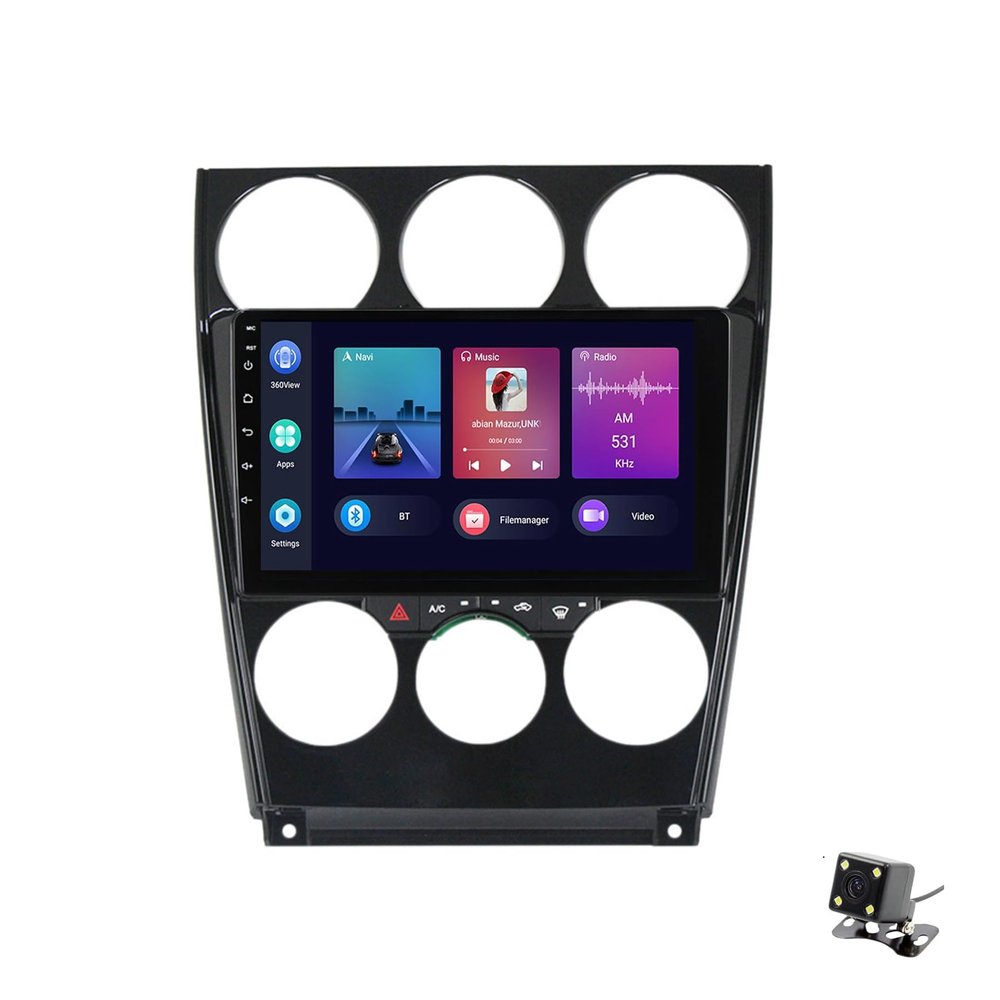 ADMLZQQ Double Din Car Stereo Multimedia with Bluetooth and 9" Touchscreen Android 11 for Mazda 6 2004-2015,with GPS/Car-Play Android/SWC/Backup Camera/Mirror Link/4G WiFi,Y1 1+16g