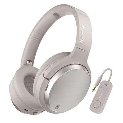 Avantalk Sky Eon - Bluetooth Headphones for Airplane Travel & Mobile Phone with Wireless Adapter, Active Noise-Canceling & Ambient Mode, Spacious & Comfortable Earpads, 45hr Playtime