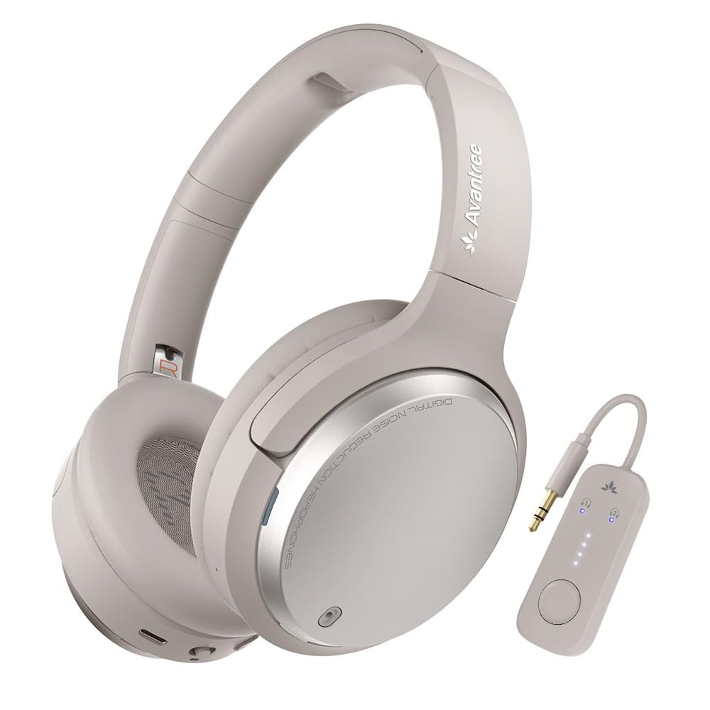 Avantalk Sky Eon - Bluetooth Headphones for Airplane Travel & Mobile Phone with Wireless Adapter, Active Noise-Canceling & Ambient Mode, Spacious & Comfortable Earpads, 45hr Playtime