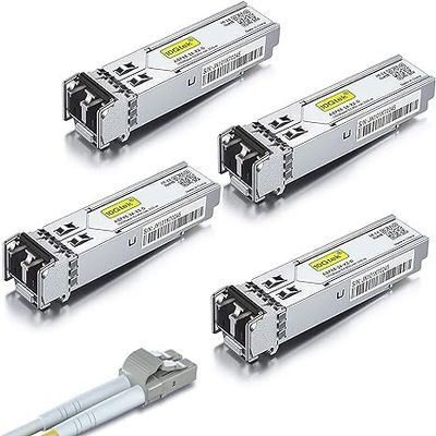 4 Pack of 1.25G SFP 1000Base-SX Transceiver, Compatible with Cisco GLC-SX-MMD/GLC-SX-MM/SFP-GE-S and 4 Pack of 10M Fiber Patch Cable