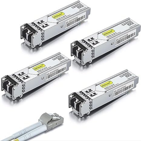 4 Pack of 1.25G SFP 1000Base-SX Transceiver, Compatible with Cisco GLC-SX-MMD/GLC-SX-MM/SFP-GE-S and 4 Pack of 10M Fiber Patch Cable