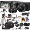 Sony a6400 Mirrorless Camera with 16-50mm Lens + 128GB Pro Speed Memory + Led Video Light + Microphone +Case + Tripod + Software Pack-Pro Video Bundle (Renewed) view 1