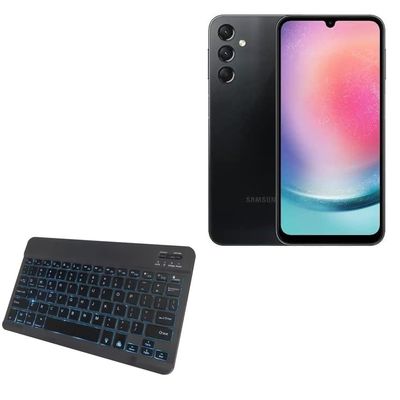 BoxWave Keyboard Compatible with Samsung Galaxy A24 4G - SlimKeys Bluetooth Keyboard - with Backlight, Portable Slim LED 7 Colors - Jet Black
