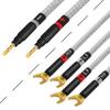 WORLDS BEST CABLES 10 Foot Ultimate - 9 AWG - Ultra-Pure OFC - Premium Audiophile HiFi Bi-Wire Speaker Cable for Center Channel - Eminence Gold Banana (x2) & Spade (x4) Plugs & Silver Tweed Jacket view 4
